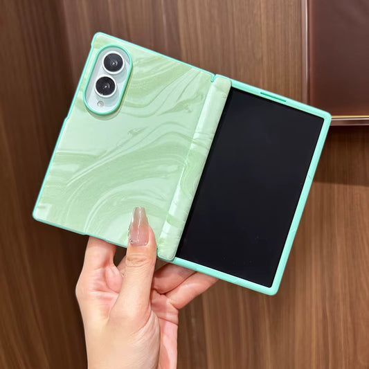 Trendy leather-textured PU leather phone case with built-in large central magnet and integrated screen protector for Samsung Z Fold 8 7 6