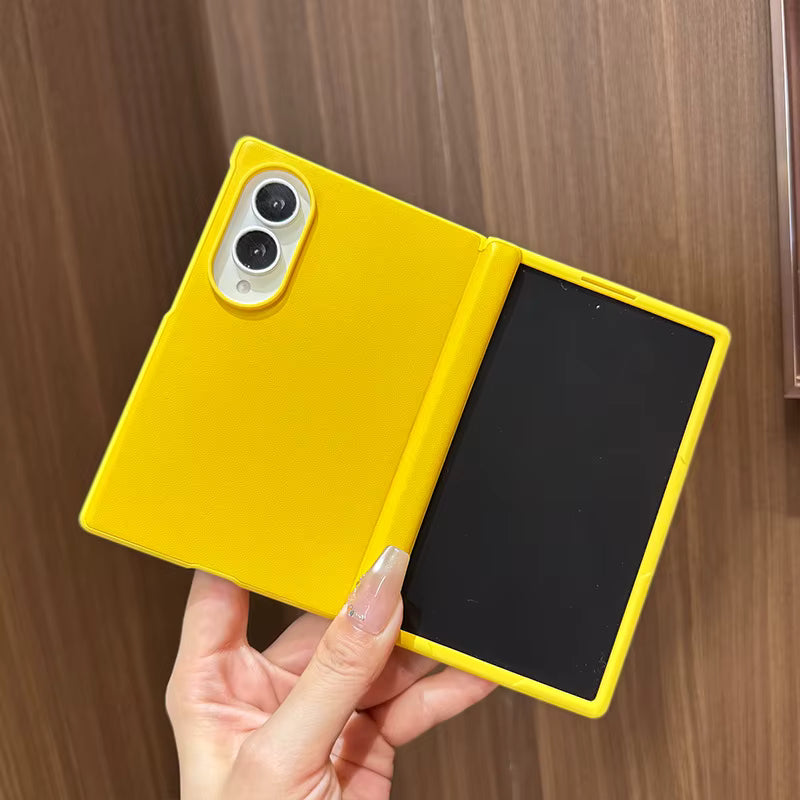 Trendy leather-textured PU leather phone case with built-in large central magnet and integrated screen protector for Samsung Z Fold 8 7 6