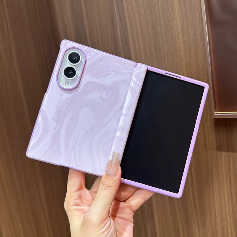 Trendy leather-textured PU leather phone case with built-in large central magnet and integrated screen protector for Samsung Z Fold 8 7 6